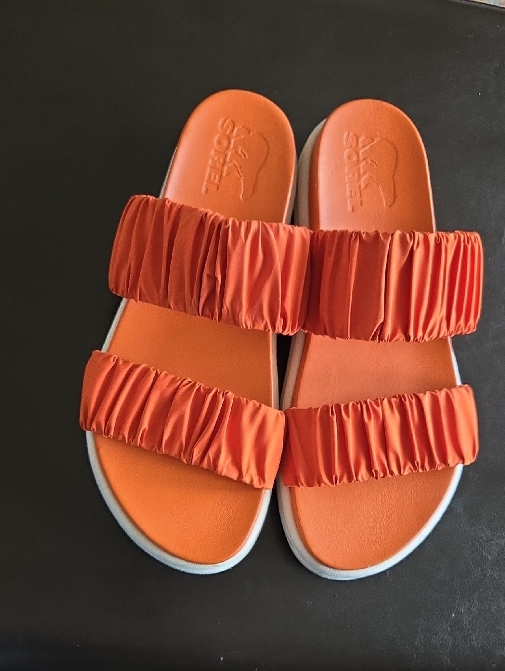 Sorel Orange Double-Strap Slide Sandals